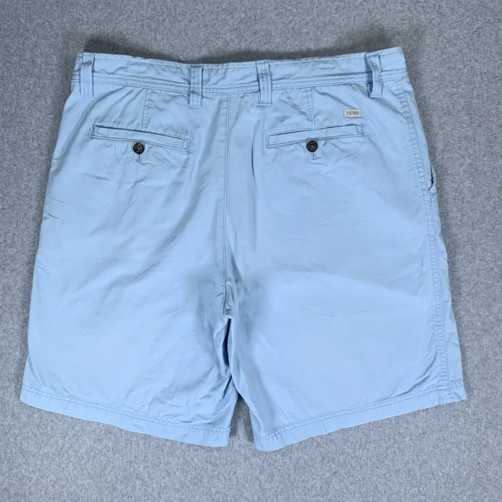 Izod Saltwater Shorts Mens Size 36 Cotton Flat Front Blue